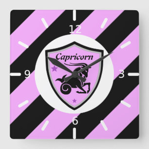 Capricorn symbol       square wall clock