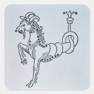 Capricorn (the Goat) an illustration from the 'Poe Square Sticker