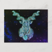 capricorn the goat zodiac postcard
