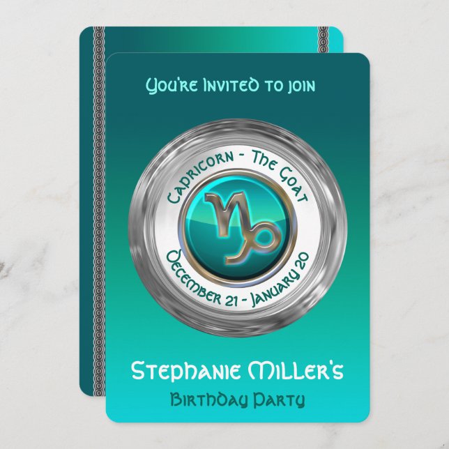 Capricorn - The Goat Zodiac Sign Invitation (Front/Back)
