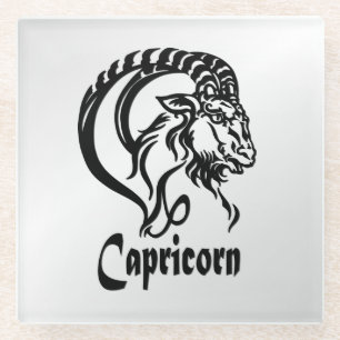 Capricorn the Sea Goat Zodiac Glass Coaster