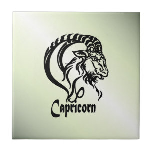 Capricorn the Sea Goat Zodiac Green Ceramic Tile