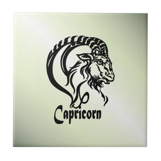 Capricorn the Sea Goat Zodiac Green Ceramic Tile (Front)