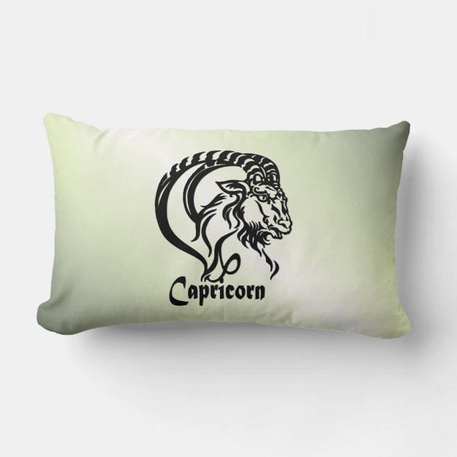 Capricorn the Sea Goat Zodiac Green Lumbar Cushion (Front)