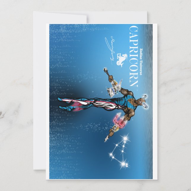 Capricorn Theme birthday invitation. Invitation (Front)