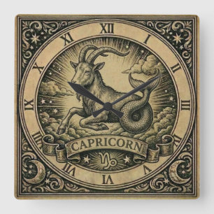 Capricorn Vintage Zodiac Wall Clock