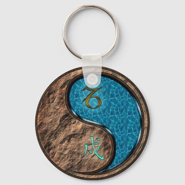 Capricorn & Water Dog Key Ring (Front)