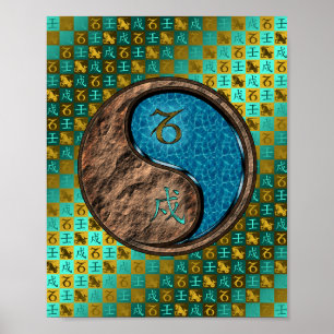 Capricorn & Water Dog Poster