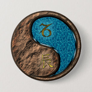 Capricorn & Water Dragon 7.5 Cm Round Badge
