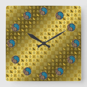 Capricorn & Water Dragon Square Wall Clock