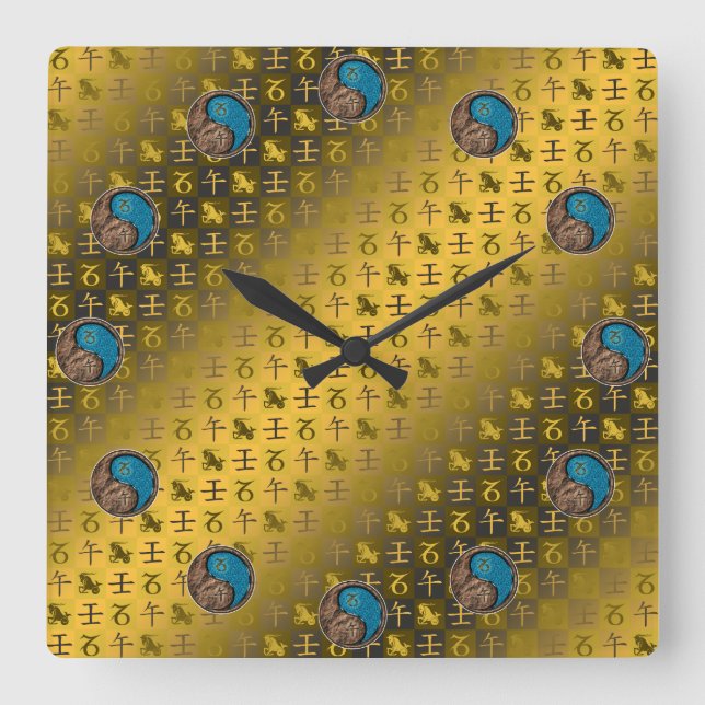Capricorn & Water Horse Square Wall Clock (Front)
