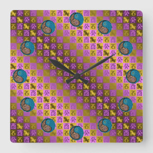 Capricorn & Water Rooster Square Wall Clock