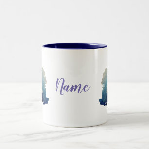 Capricorn Watercolor Art Custom Name Two-Tone Coffee Mug