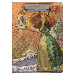 Capricorn Woman Goat Whimsical Fun Clipboard