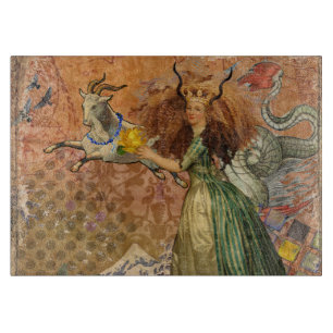 Capricorn Woman Goat Whimsical Fun Cutting Board