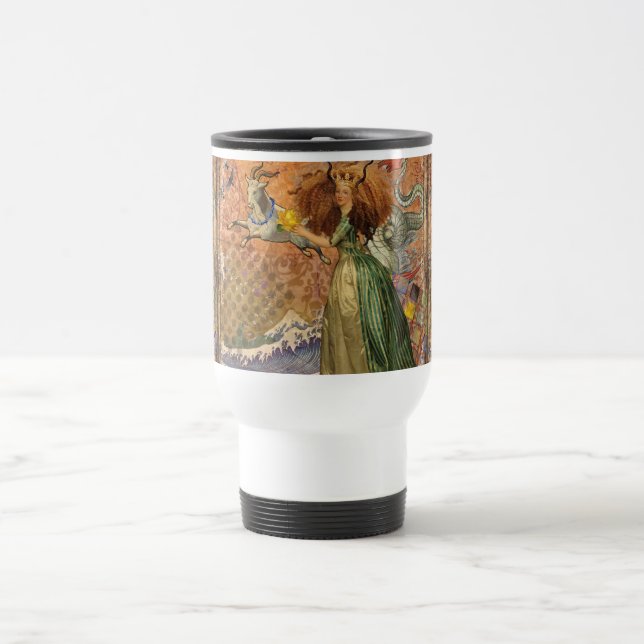 Capricorn Woman Goat Whimsical Fun Travel Mug (Center)