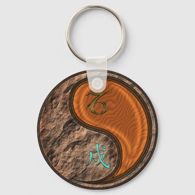 Capricorn & Wood Dog Key Ring (Front)