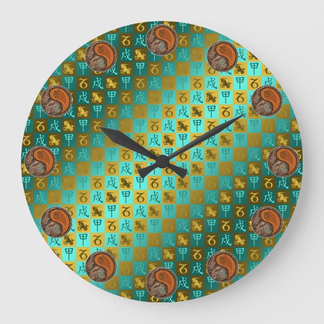 Capricorn & Wood Dog Large Clock (Front)