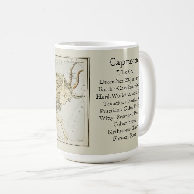 Capricorn Zodiac Antique Astronomical Chart Coffee Mug (Front Right)