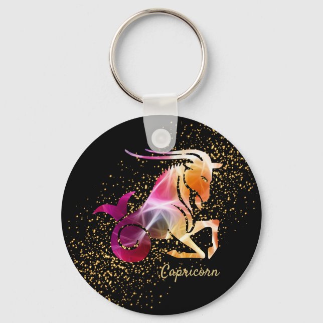 Capricorn ♑ - Zodiac Astrology Sign Key Ring (Front)