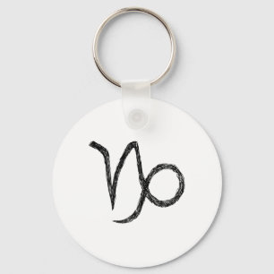 Capricorn. Zodiac Astrology Sign. Key Ring