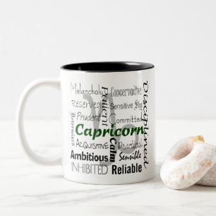 Capricorn Zodiac Astrology Traits Collage Two-Tone Coffee Mug