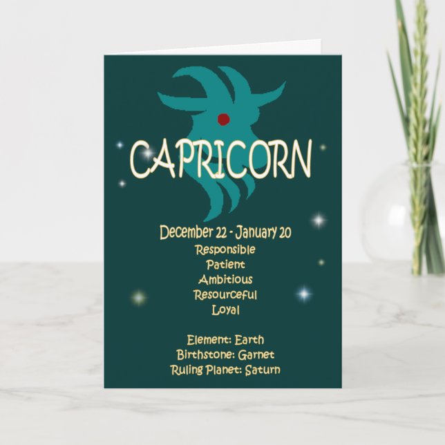 Capricorn Zodiac Birthday Card (Front)