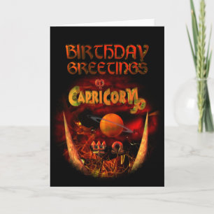 Capricorn Zodiac Birthday Greetings by Valxart Card