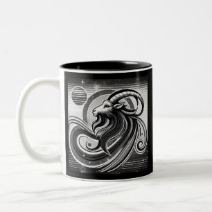 Capricorn Zodiac Coffee Mug Black and White