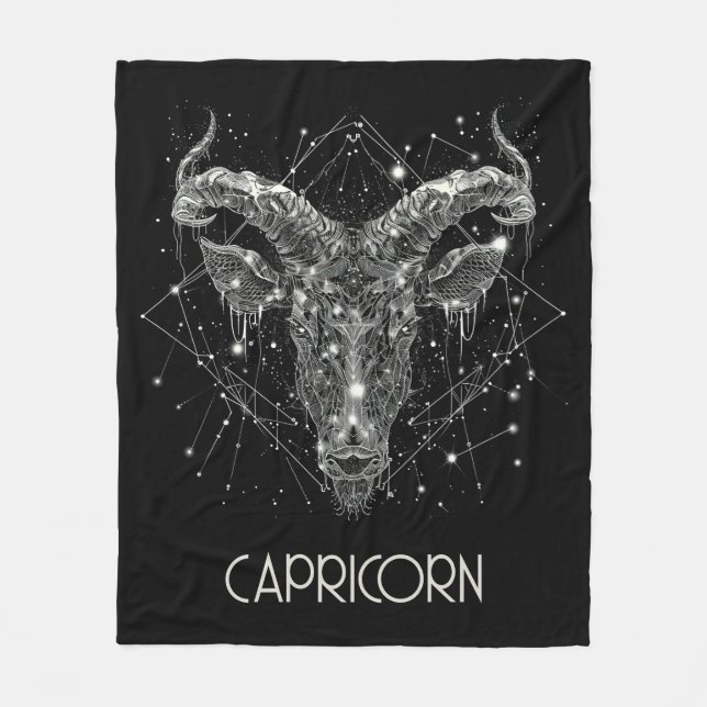 Capricorn Zodiac Constellation Fleece Blanket (Front)