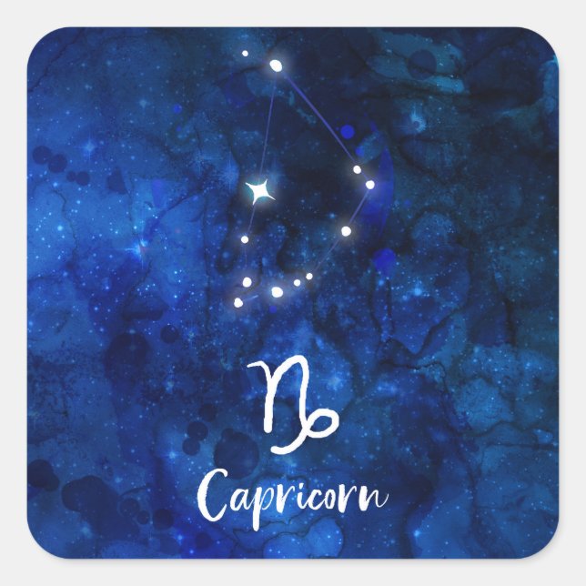 Capricorn Zodiac Constellation Galaxy Celestial Square Sticker (Front)