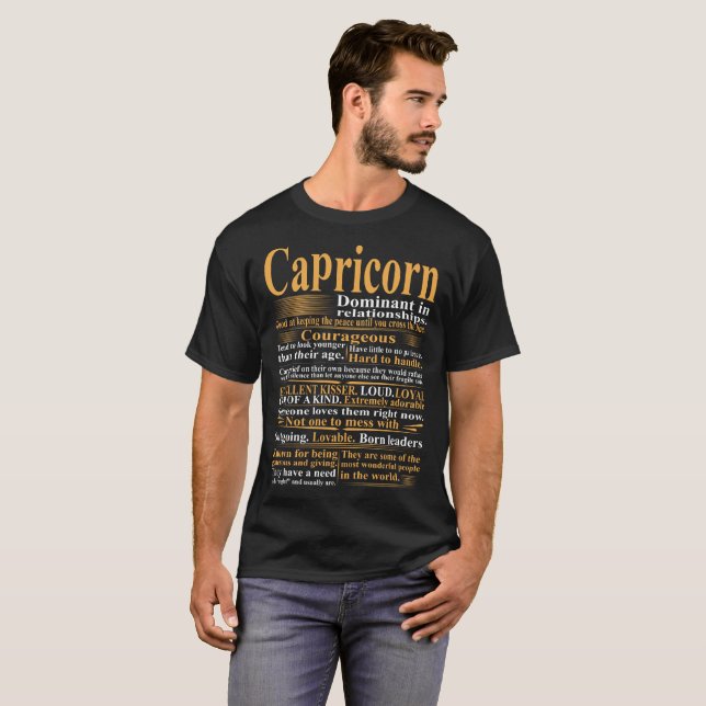 Capricorn Zodiac Dominant In Relationship T-Shirt (Front Full)
