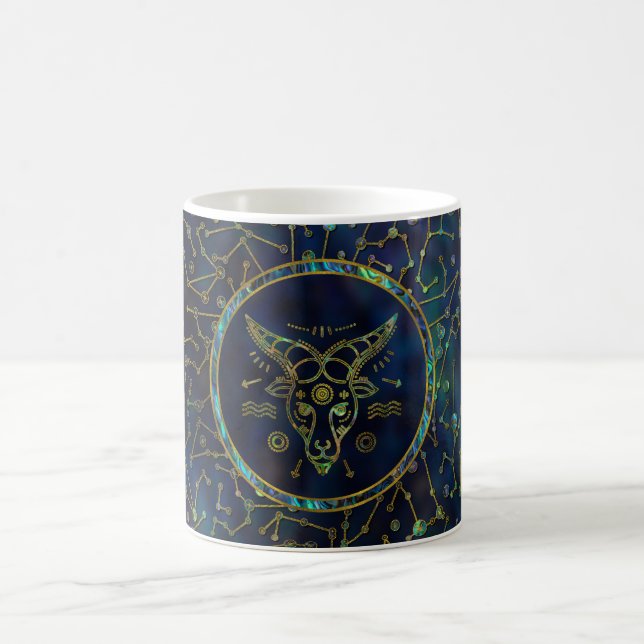 Capricorn Zodiac Gold Abalone on Constellation Coffee Mug (Center)