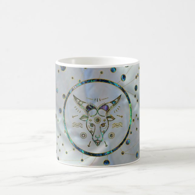 Capricorn Zodiac Gold Abalone on Constellation Coffee Mug (Center)