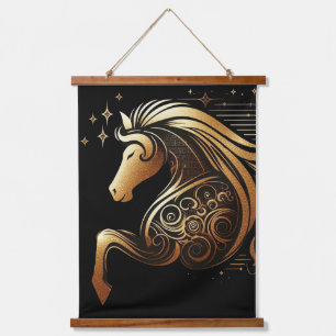Capricorn Zodiac Gold Horse Astrology Hanging Tapestry