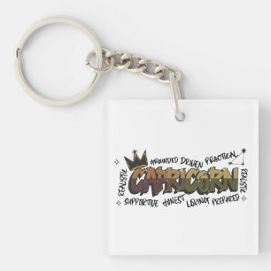 Capricorn Zodiac Graffiti  Key Ring