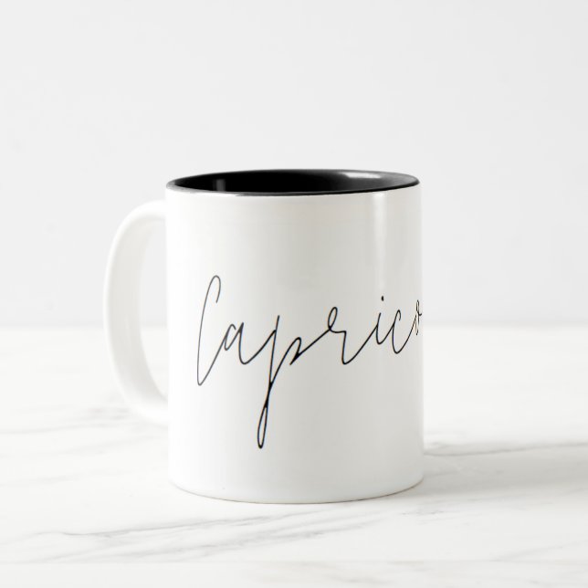 Capricorn Zodiac Minimalist Mug (Front Left)