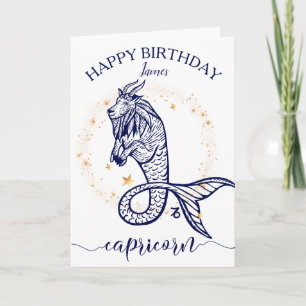 Capricorn Zodiac Monochrome Birthday Card