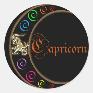 Capricorn Zodiac Moon Classic Round Sticker