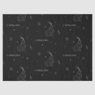 Capricorn Zodiac Pattern in Black and White Tissue Paper