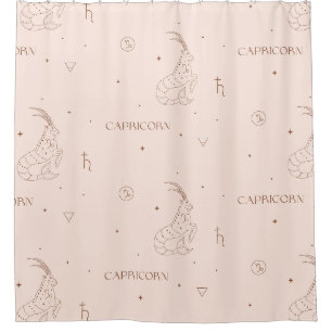Capricorn Zodiac Pattern in Brown and Burgundy Shower Curtain