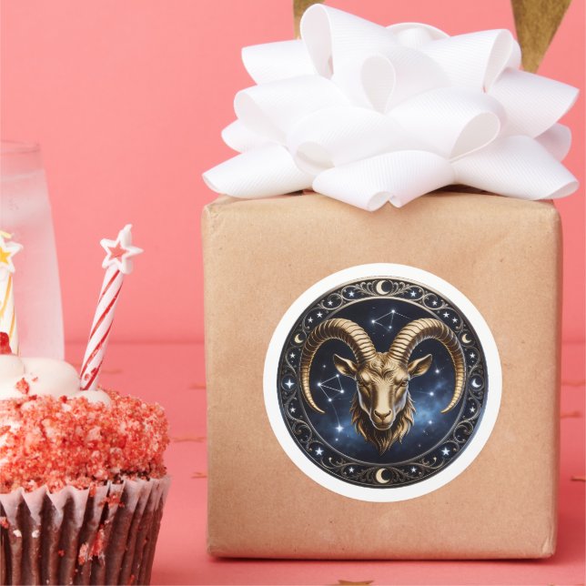 Capricorn Zodiac Sea Goat Classic Round Sticker (Party)