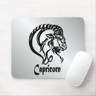 Capricorn Zodiac Sign and Symbol Silver Mouse Pad