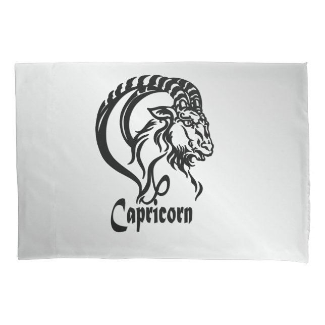 Capricorn Zodiac Sign and Symbol Silver Pillowcase (Front)