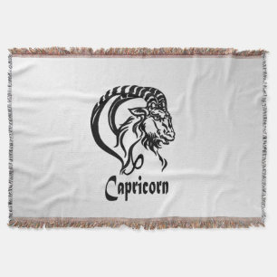 Capricorn Zodiac Sign and Symbol Silver Throw Blanket