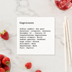 Capricorn Zodiac Sign Astrology birthday paper Napkin