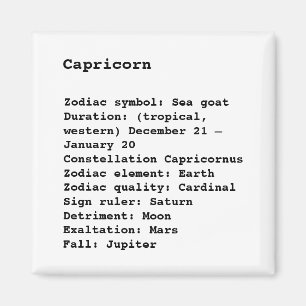 Capricorn Zodiac Sign Astrology black white Magnet