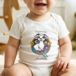 Capricorn Zodiac Sign Astrology Cartoon Horoscope Baby Bodysuit