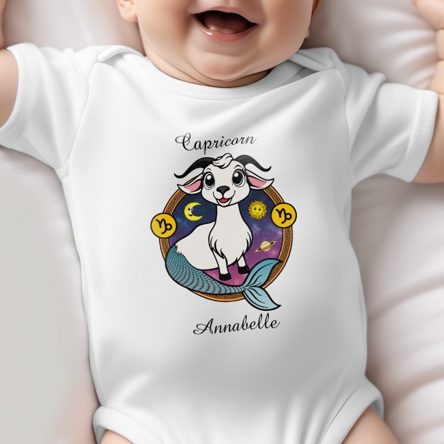 Capricorn Zodiac Sign Astrology Cartoon Horoscope Baby Bodysuit (Creator Uploaded)