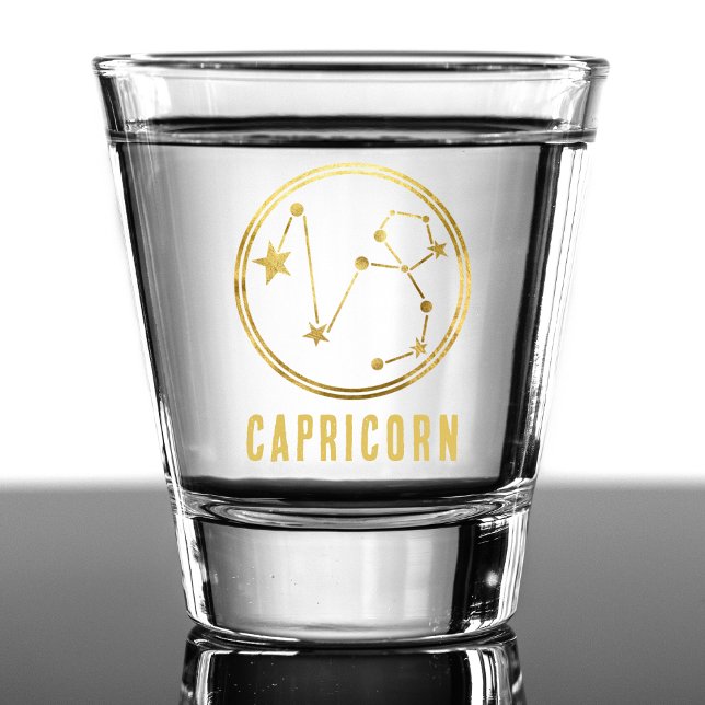 Capricorn Zodiac Sign Astrology Horoscope Gold Shot Glass (gold capricorn zodiac sign shot glass)